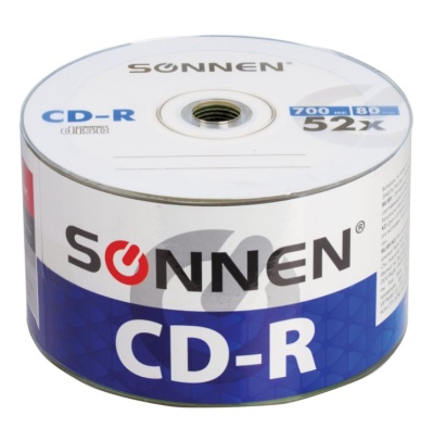 Диск CD-R 700MB/80min, 52x (50шт) , Bulk, SONNEN, Китай