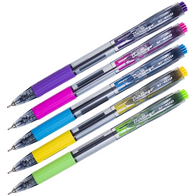 Ручка шариковая-масляная, грип, BERLINGO, SI-400 Color, корпус пластик, тонированный , 0,5мм, Индия