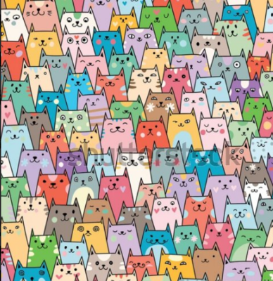 Бумага упаковочная, 70 х 100см, "Multicolored cats", AXLER, Китай