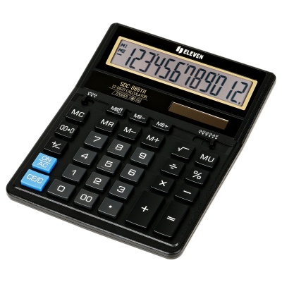Калькулятор настольный Eleven SDC-888TII, 12 разряд, 2 питание, пластик, черный, 158 х 203 х 31мм, Китай