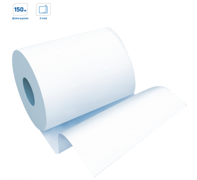 Полотенце бумажное 2-сл, OfficeClean , 262646, рулон, 150м, _, б/перфор.,  (1шт) , белые, 